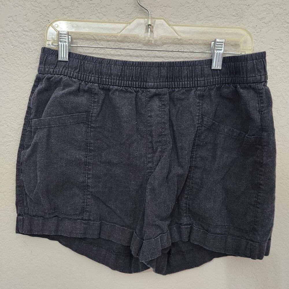 Old Navy Womens Black Elastic Waist Shorts Medium Linen Blend